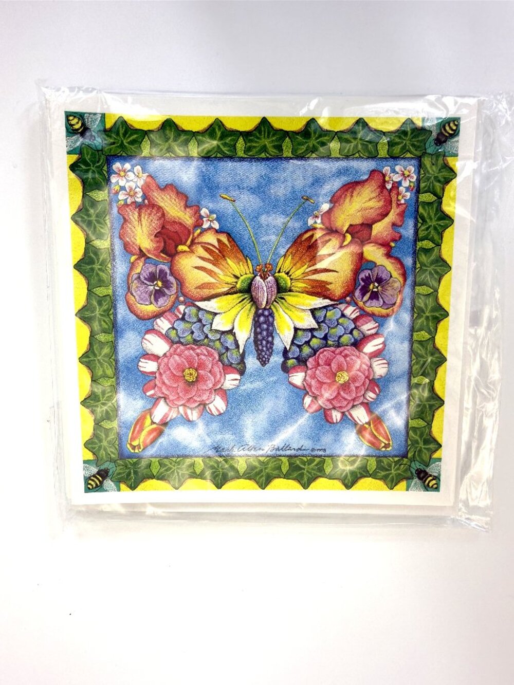 Vintage Mark Allen Ballard 1998 Butterfly Floral Notecard Set